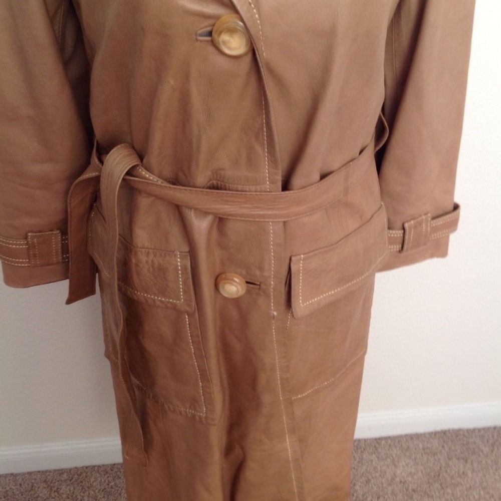 Loewe Vintage Jacket Coat Leather Trench Long - Picture 5 of 10